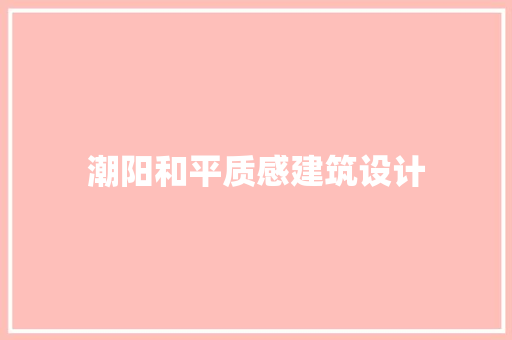 潮阳和平质感建筑设计