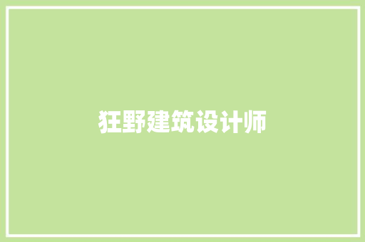 狂野建筑设计师