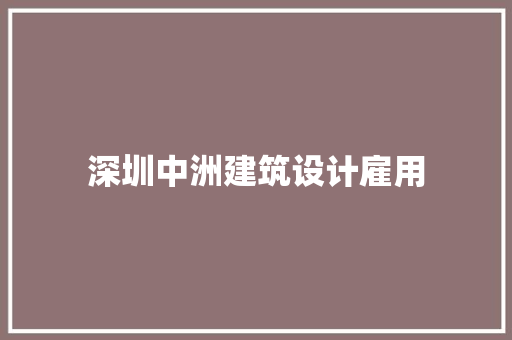 深圳中洲建筑设计雇用 工艺流程