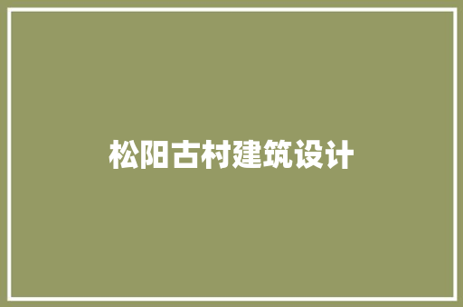 松阳古村建筑设计 施工管理