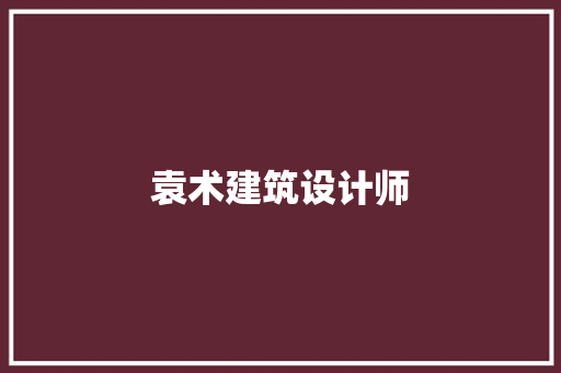 袁术建筑设计师 施工管理