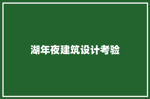 湖年夜建筑设计考验 施工管理