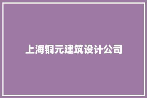 上海铜元建筑设计公司 施工工艺