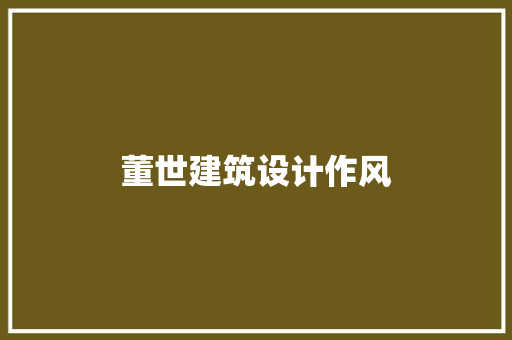 董世建筑设计作风 施工管理