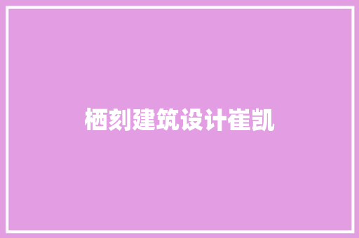 栖刻建筑设计崔凯 施工管理