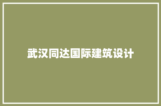武汉同达国际建筑设计 施工管理