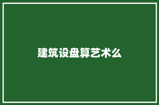 建筑设盘算艺术么 施工工艺