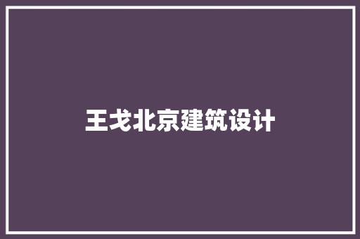 王戈北京建筑设计 施工工艺