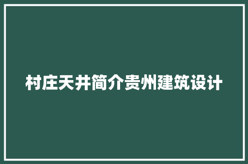 村庄天井简介贵州建筑设计 常用设备