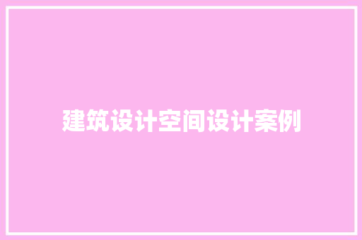 建筑设计空间设计案例 施工技术