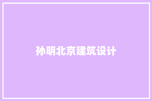 孙明北京建筑设计 施工管理