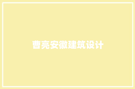 曹亮安徽建筑设计 施工管理