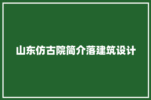 山东仿古院简介落建筑设计