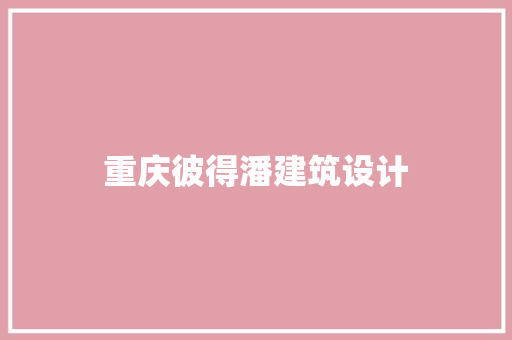 重庆彼得潘建筑设计 施工管理