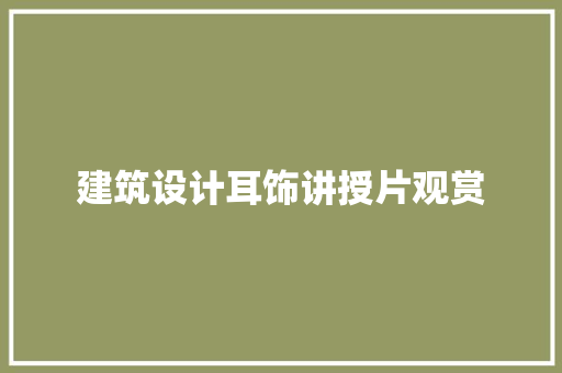 建筑设计耳饰讲授片观赏