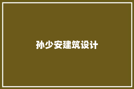 孙少安建筑设计 设计原则