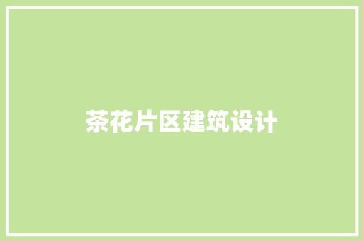 茶花片区建筑设计 设计原则