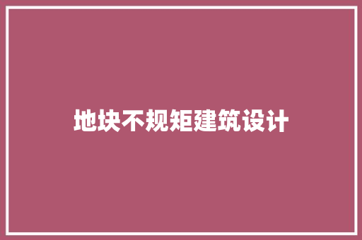 地块不规矩建筑设计 建筑法规