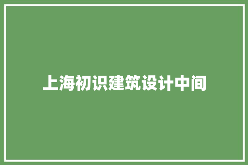上海初识建筑设计中间 住宅建筑设计
