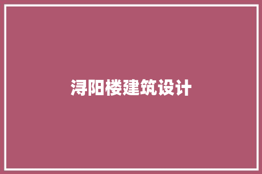 浔阳楼建筑设计 设计原则
