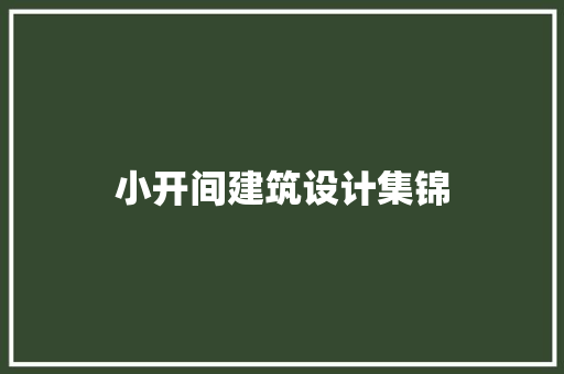 小开间建筑设计集锦 设计原则