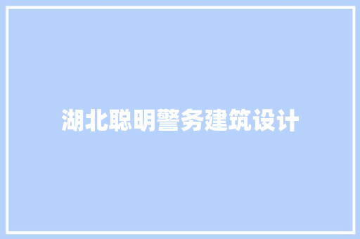 湖北聪明警务建筑设计