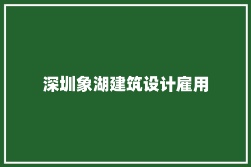 深圳象湖建筑设计雇用 施工工艺