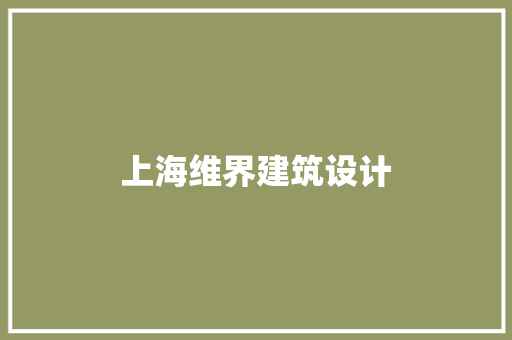 上海维界建筑设计 施工技术