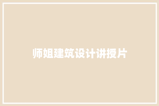 师姐建筑设计讲授片 施工管理