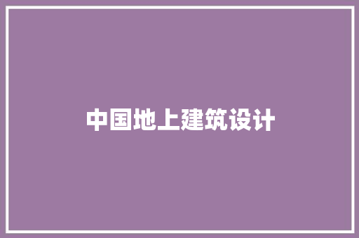 中国地上建筑设计
