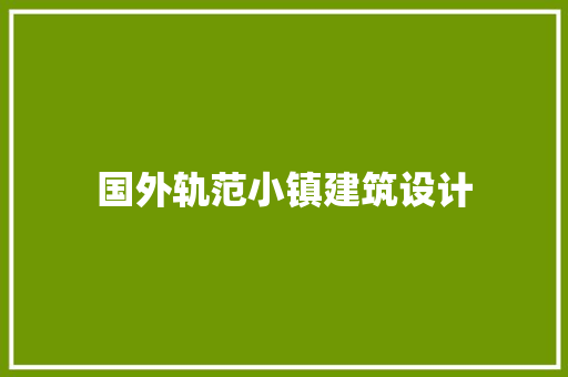 国外轨范小镇建筑设计 住宅建筑设计