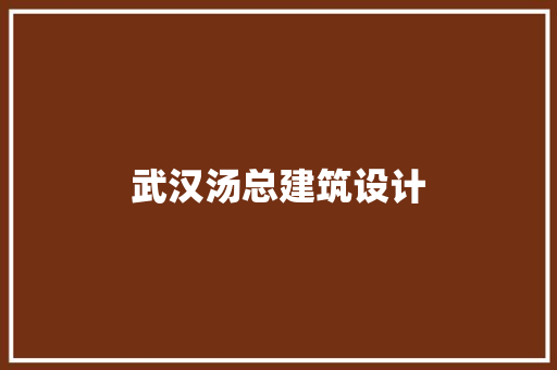 武汉汤总建筑设计