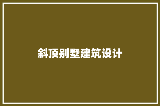 斜顶别墅建筑设计 常用设备