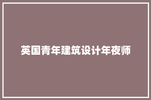 英国青年建筑设计年夜师 施工工艺