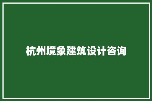 杭州境象建筑设计咨询 施工技术