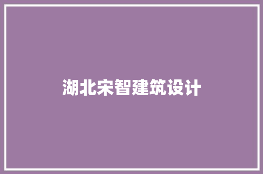 湖北宋智建筑设计 施工管理