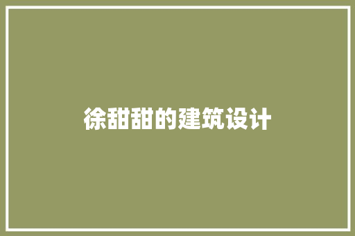 徐甜甜的建筑设计 施工管理