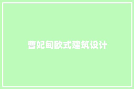 曹妃甸欧式建筑设计 施工技术