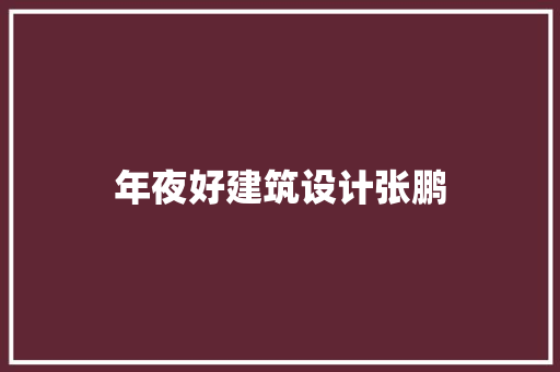 年夜好建筑设计张鹏 施工管理