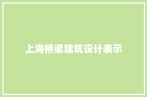 上海桥梁建筑设计表示