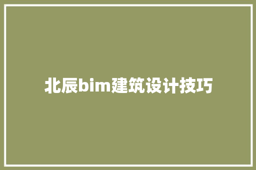 北辰bim建筑设计技巧 设计原则