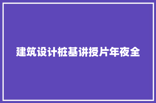 建筑设计桩基讲授片年夜全
