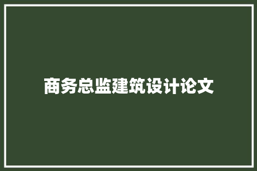 商务总监建筑设计论文 常用设备