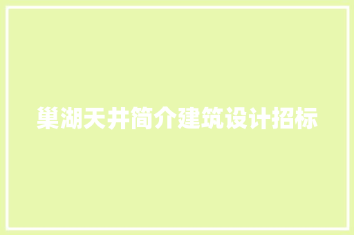 巢湖天井简介建筑设计招标