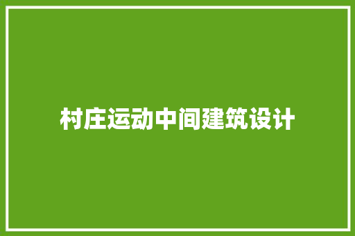 村庄运动中间建筑设计