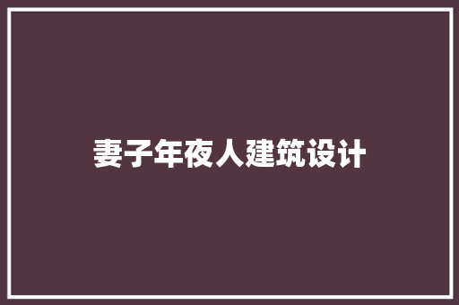 妻子年夜人建筑设计 住宅建筑设计