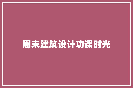周末建筑设计功课时光