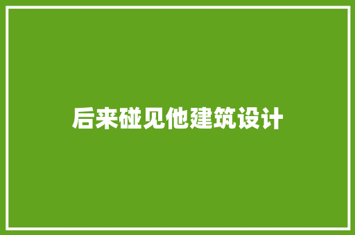 后来碰见他建筑设计