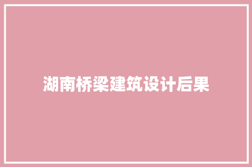 湖南桥梁建筑设计后果