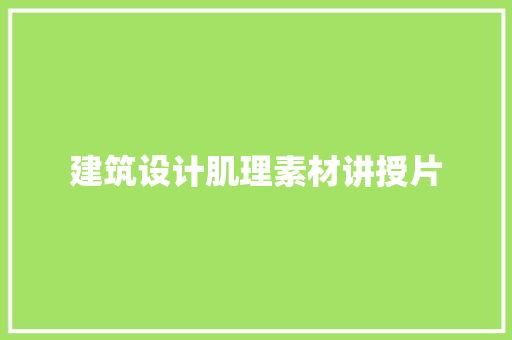 建筑设计肌理素材讲授片 建筑设计